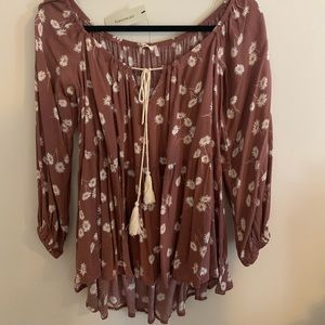 Francesca’s Blouse floral print draw string